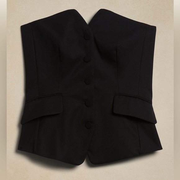 New with tags BR Banana Republic BUTTON-FRONT TAILORED TOP strapless - Picture 3 of 5